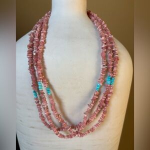 Jay King Mine Finds Rhodochrosite and Turquoise Beaded 60 inch Necklace
